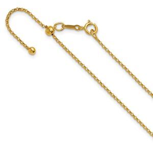 1/20 14K Gold Filled 1.3mm Adj. Hollow Rolo Chain Necklace, 22 Inch